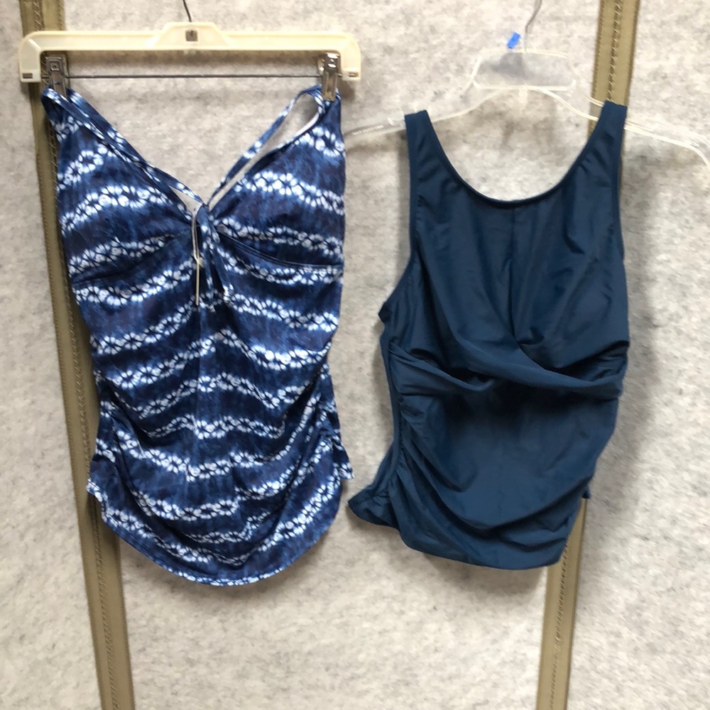 Blue Patterned and Solid Tankini Tops NWT